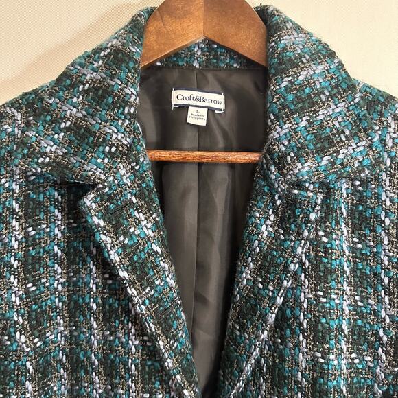 Croft & Barrow Blue & Black Plaid Tweed Button Up Blazer - Picture 5 of 13